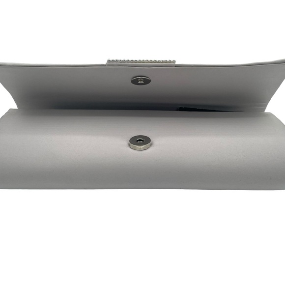 Elegant Silvery Gray Clutch with Rhinestone Accent - Picture 3 of 4